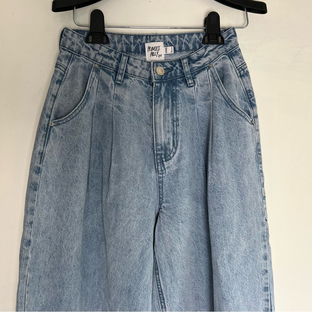 Princess Polly Bakali Wide Leg Jeans Light Wash Size 4 - Picture 4 of 7